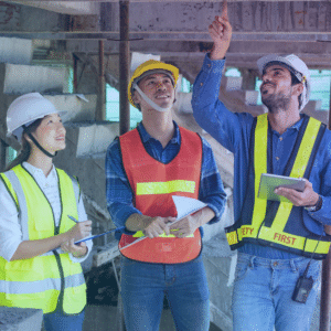 construction workers assessing the construction site