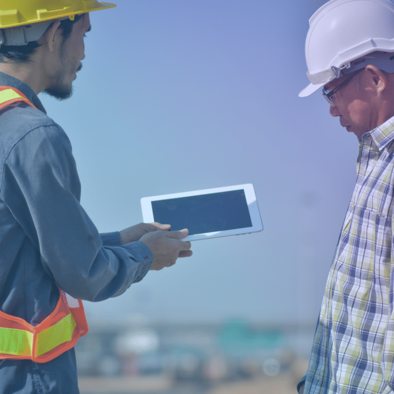 two construction workers on site